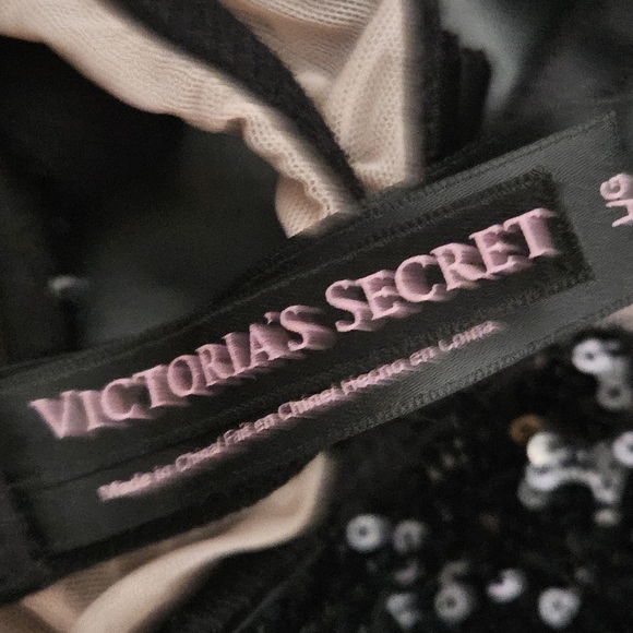 Victoria Secret Bralette Sheer Black Embellished Sequins Bra Sz Large - Picture 6 of 8